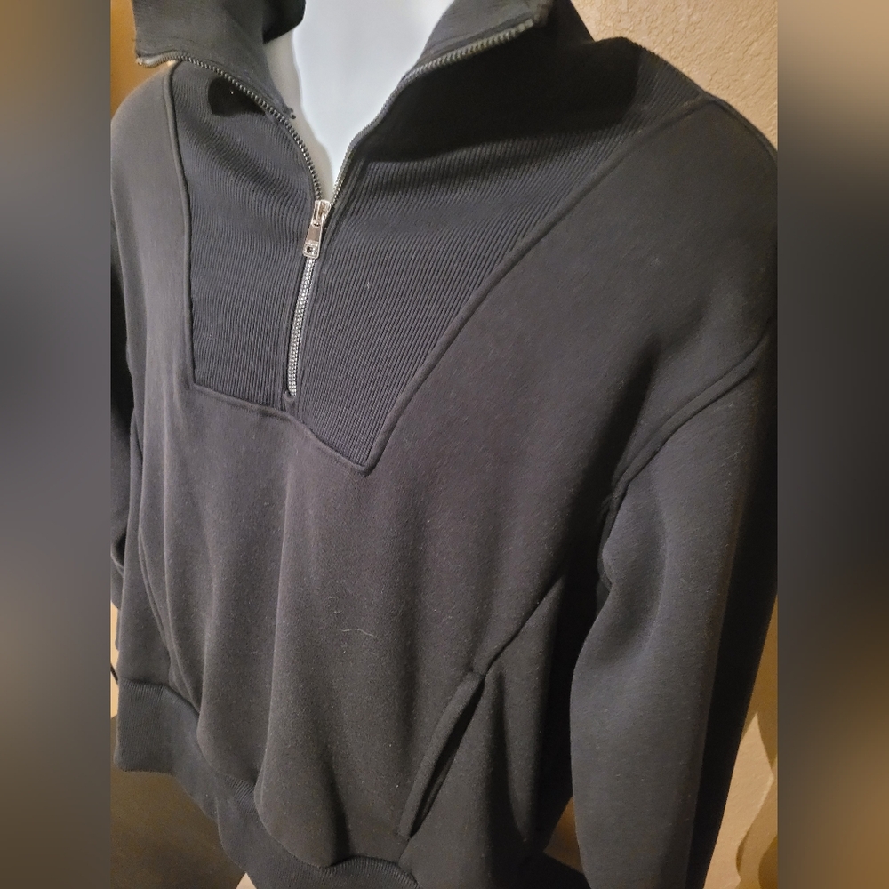 Women's Black Half-Zip Sweatshirt